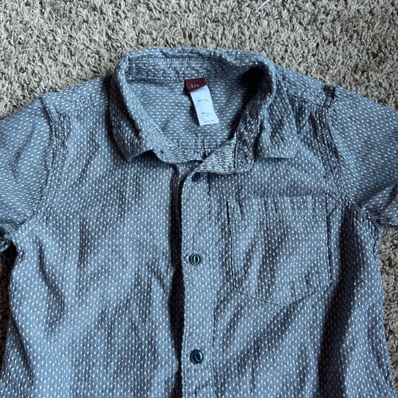 Tea Kids Button Up Shirt Gray Dots Large 8 - Picture 1 of 5